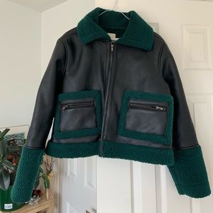 Sherpa/leather COMBO Jacket by Urban Outfitters